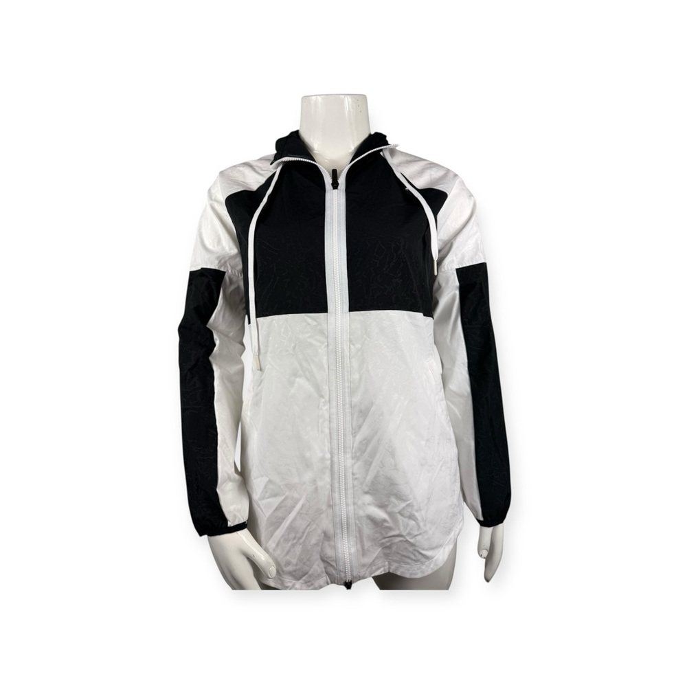 Adidas Sport 2 Street Hooded Windbreaker Jacket in White/Black size large